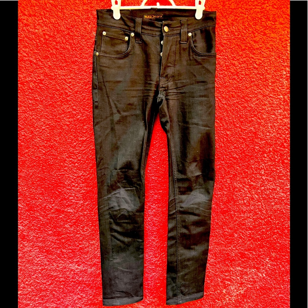 Nudie Jeans - 29W 34W - Black - Mens Button Fly Jeans